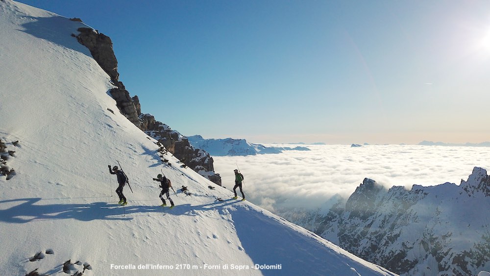 FORCELLA INFERNO TRUOI SCLOPS NEVE DOLOMITI CAMPUROSS 1112