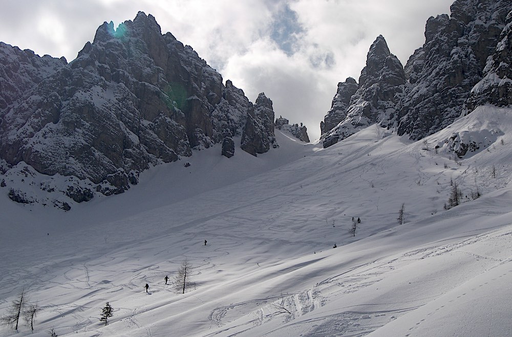 forcella pecoli scialpinismo forni di sopra dolomiti