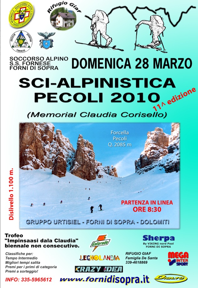 Locandina scialpinistica  Pecoli - Forni di Sopra Dolomiti Friulane